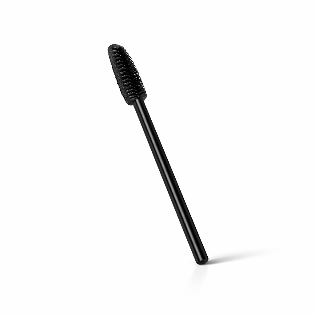 Black mascara wand on a white background
