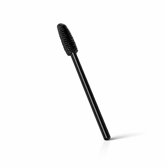 Black mascara wand on a white background